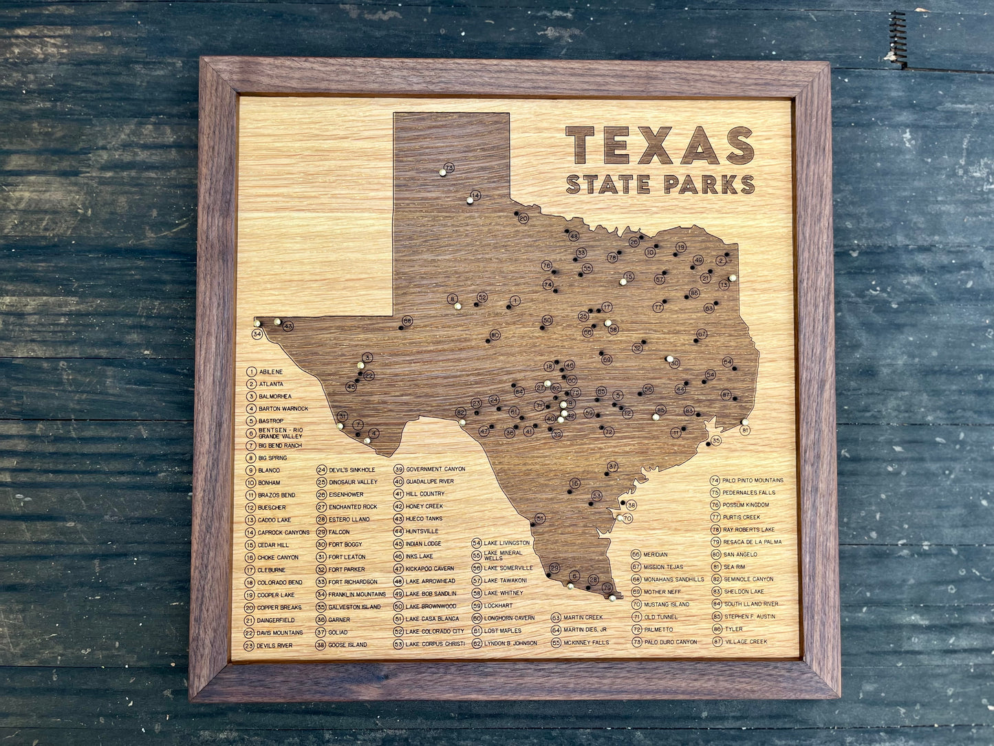 Texas State Parks Push-Pin Map