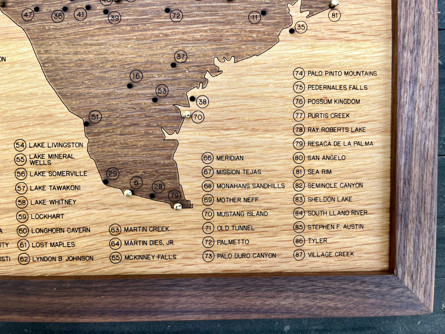 Texas State Parks Push-Pin Map