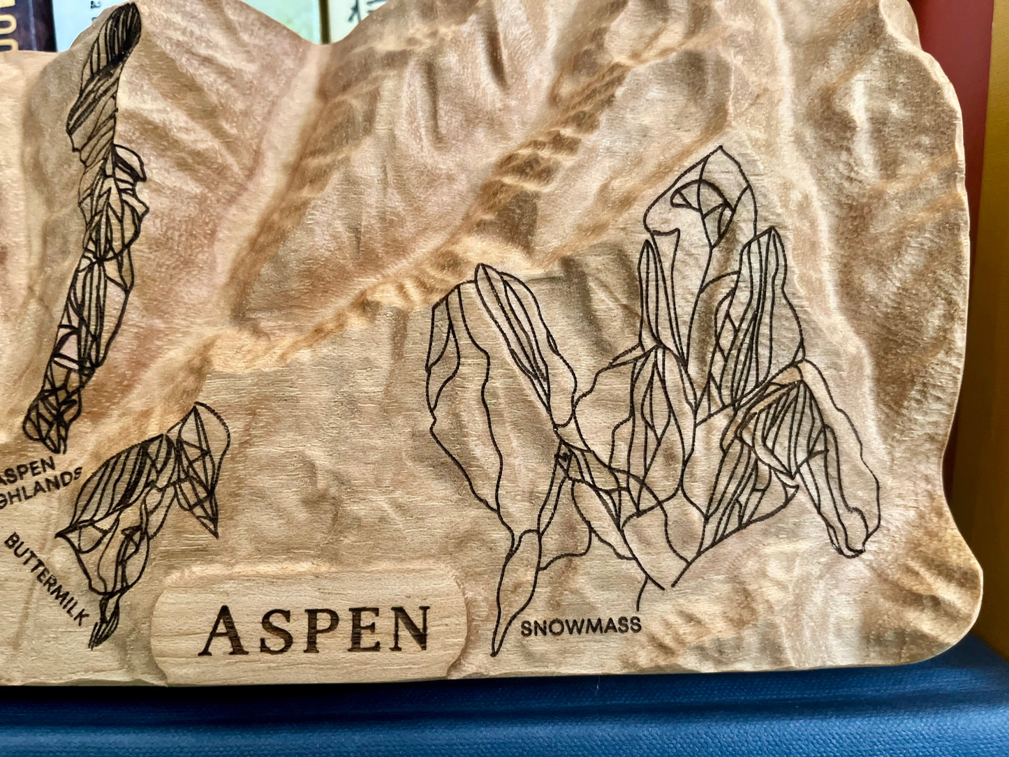 Aspen Ski Resorts 3D Wooden Map – Handcrafted Topography of Aspen Mountain, Highlands, Buttermilk, & Snowmass with Laser-Etched Ski Trails – Perfect Gift for Skiers & Snowboarders