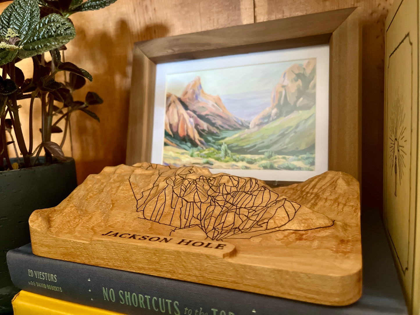 Jackson Hole Mountain Resort 3D Wooden Map – Handcrafted Topography Model with Laser-Etched Ski Trails