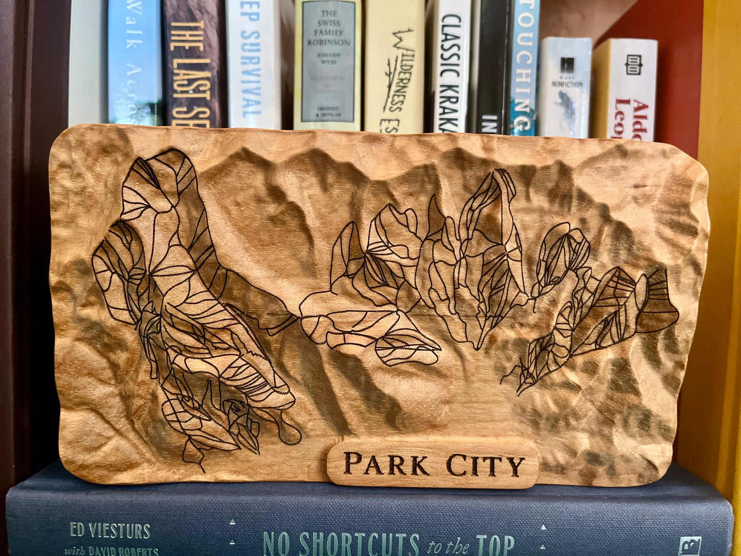 Park City Mountain Resort 3D Wooden Map – Handcrafted Topography Model with Laser-Etched Ski Trails
