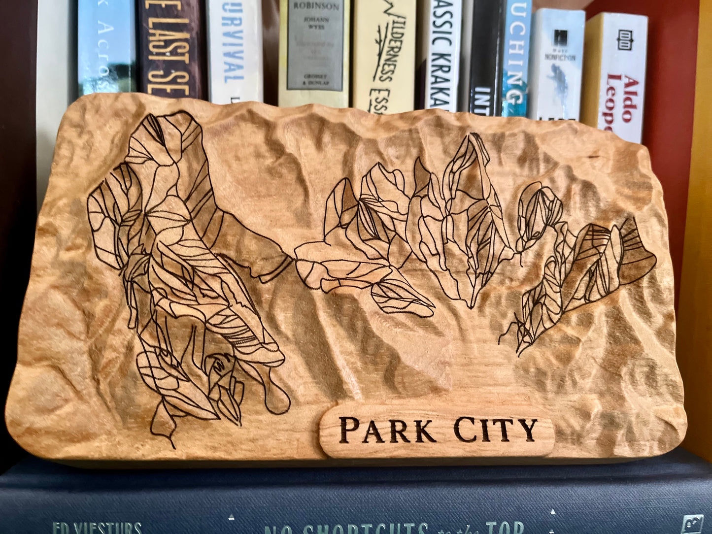 Park City Mountain Resort 3D Wooden Map – Handcrafted Topography Model with Laser-Etched Ski Trails