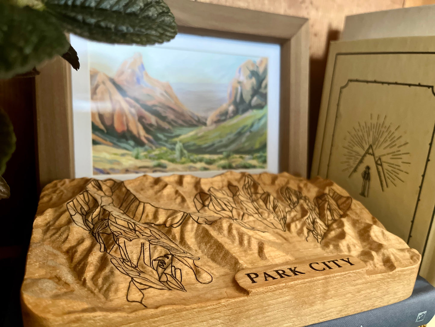 Park City Mountain Resort 3D Wooden Map – Handcrafted Topography Model with Laser-Etched Ski Trails