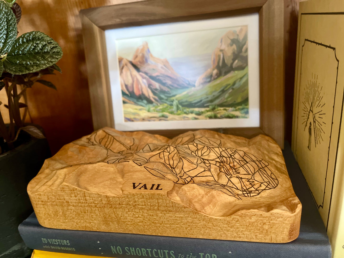 Vail Ski Resort 3D Wooden Map – Handcrafted Topography Model with Laser-Etched Ski Trails
