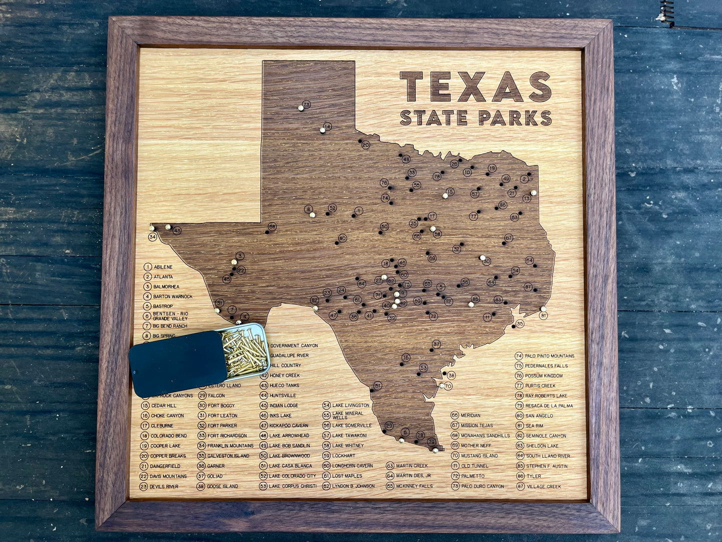 Texas State Parks Push-Pin Map