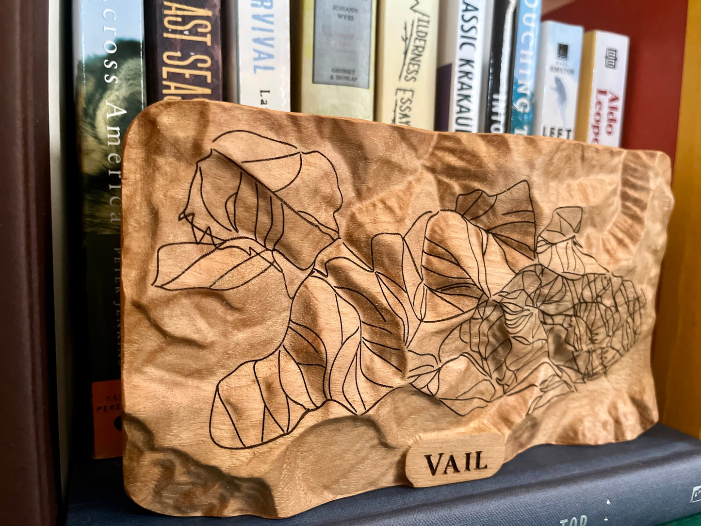 Vail Ski Resort 3D Wooden Map – Handcrafted Topography Model with Laser-Etched Ski Trails