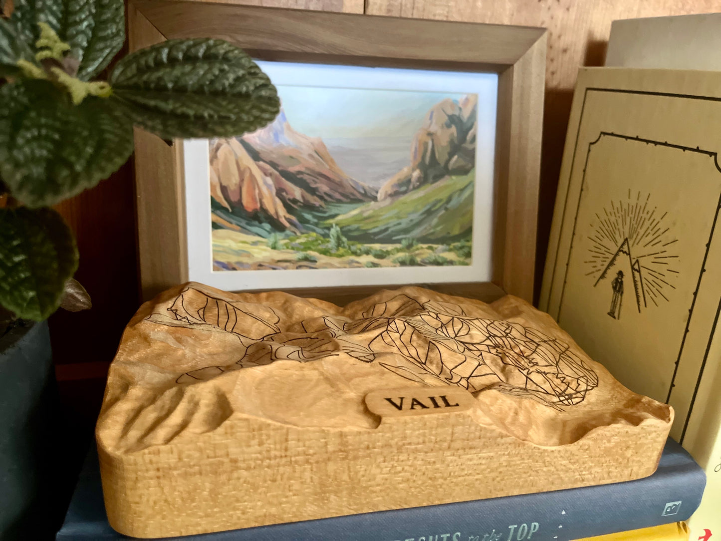 Vail Ski Resort 3D Wooden Map – Handcrafted Topography Model with Laser-Etched Ski Trails